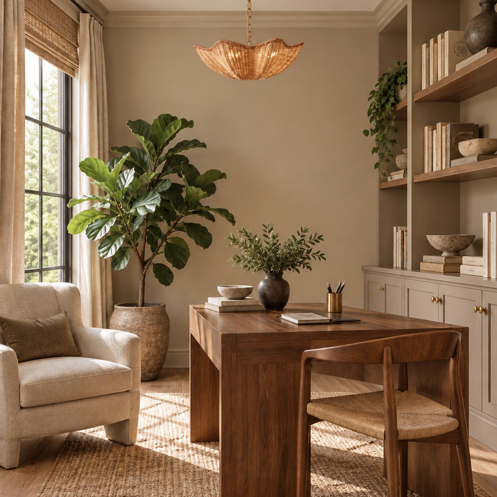 Cynda Rattan Flush Mount Ceiling Light – detail 9