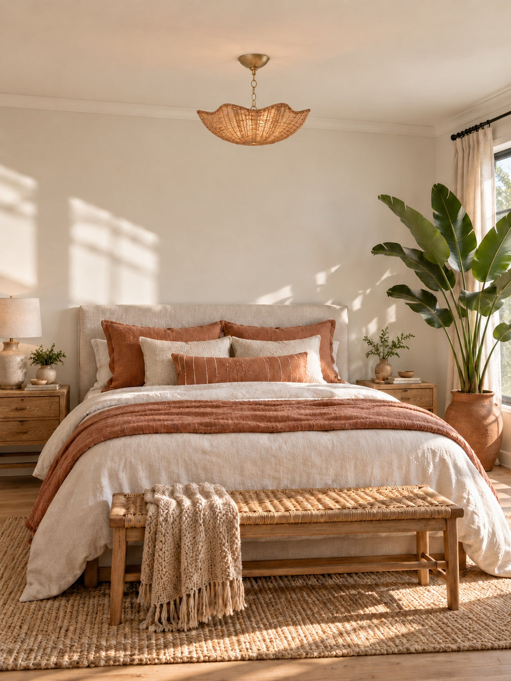 Cynda Rattan Flush Mount Ceiling Light – detail 6