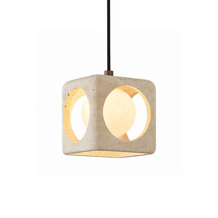 Terra Cube Travertine Pendant Light